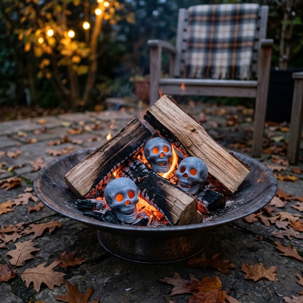 Fireproof ceramic skull for fire bowl & fireplace, heat-resistant up to 980 °C - individually or in a set of 3