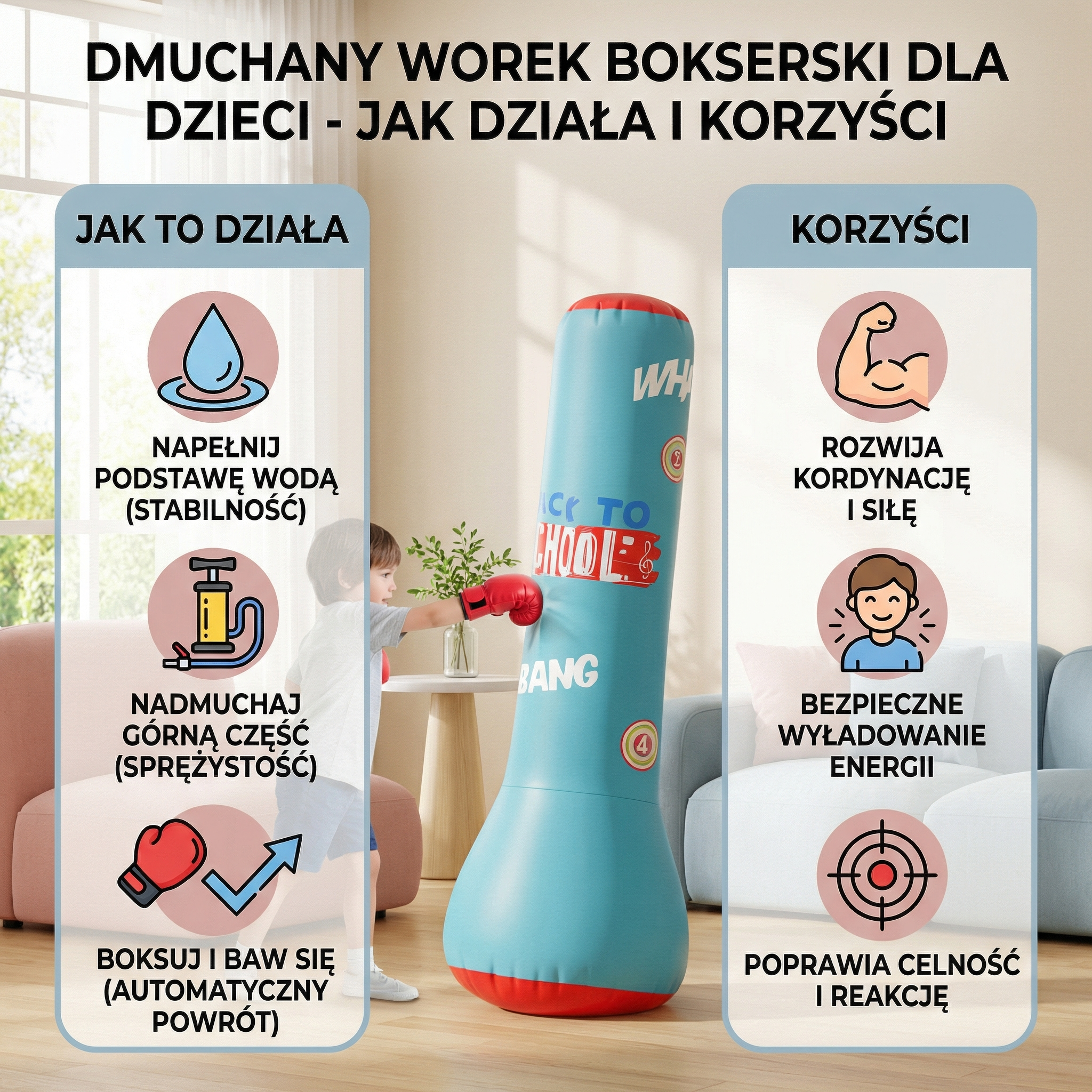 Inflatable punching bag for children with water base