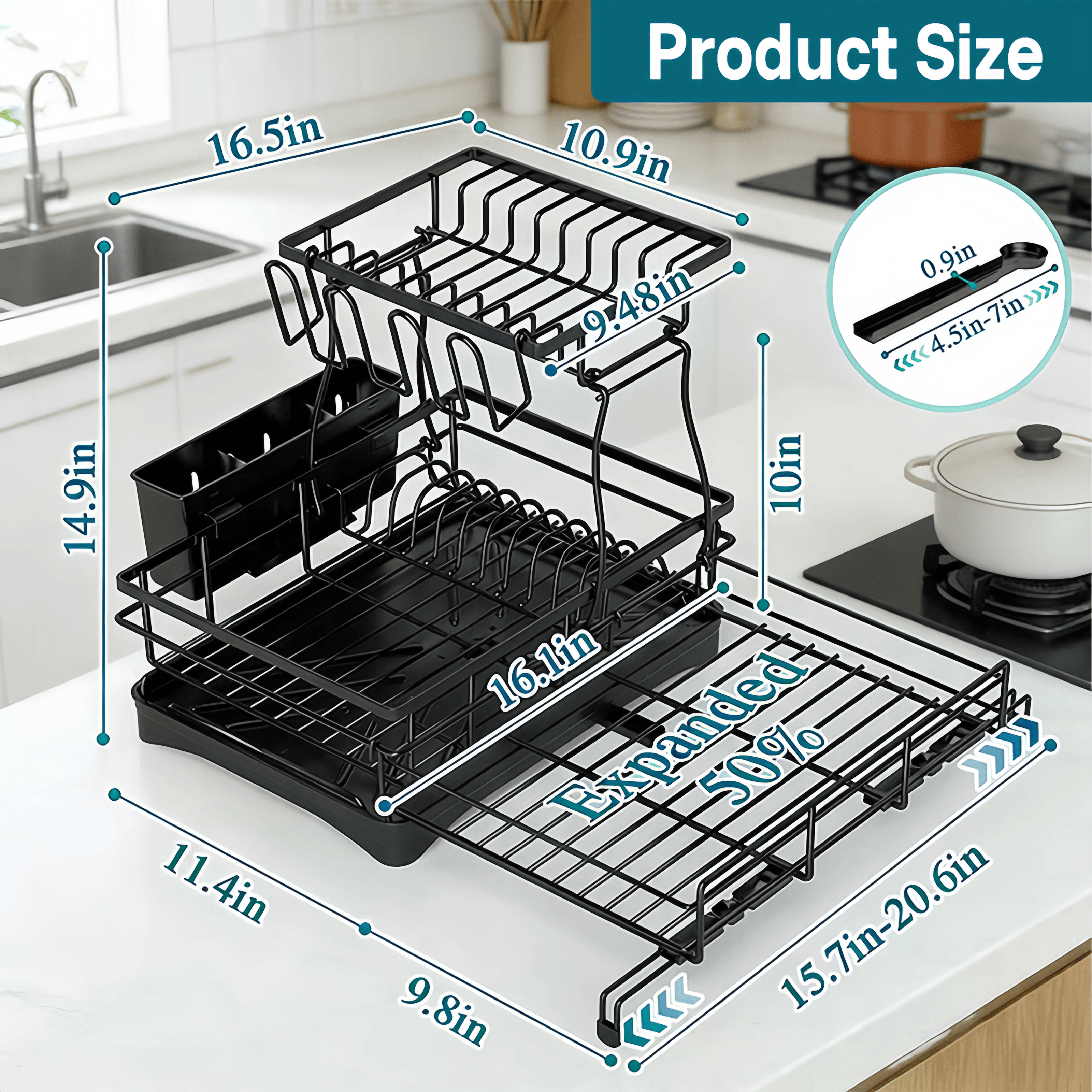 Pull-out 2-in-1 Dish Dryer with Drip Tray