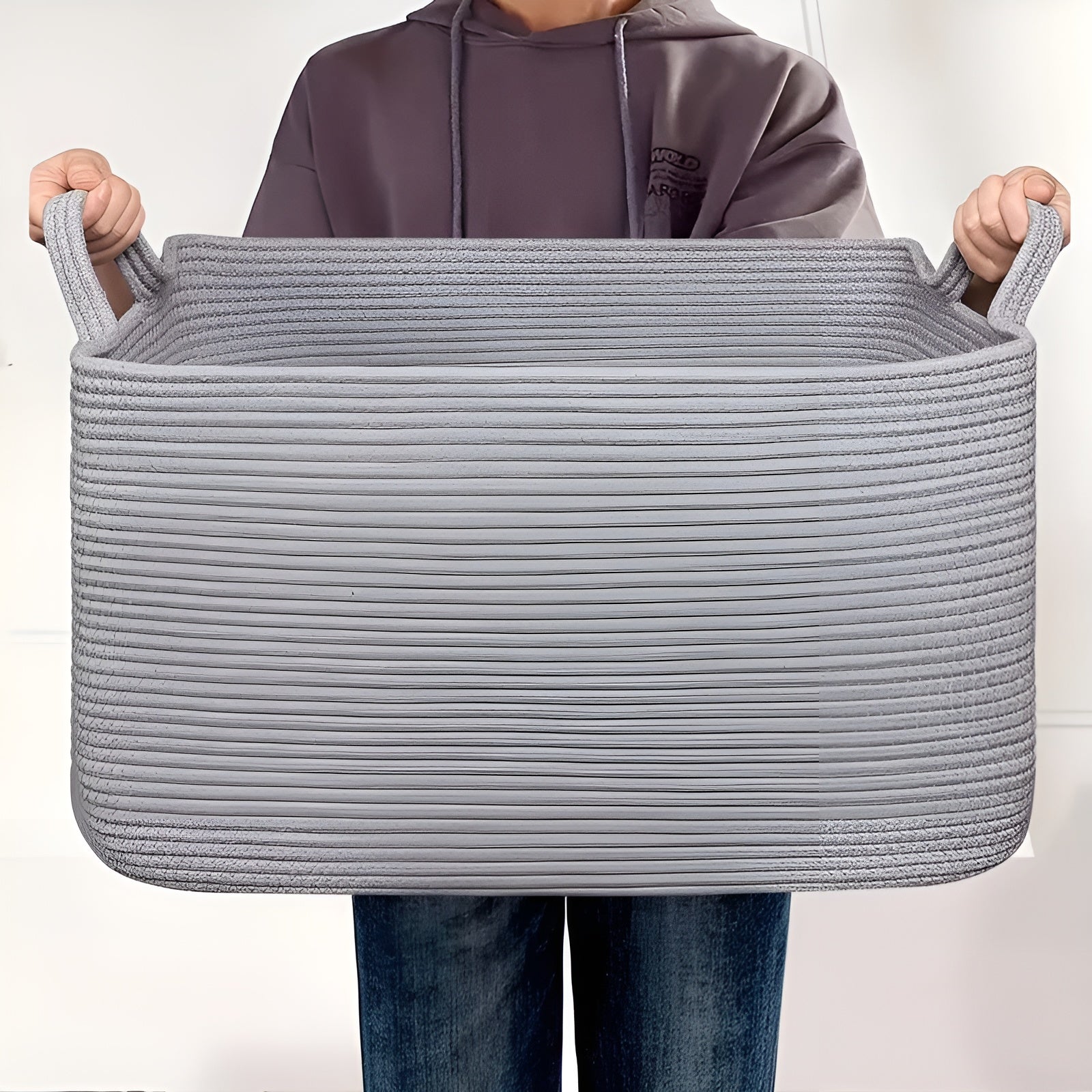 Large Cotton Rope Storage Basket with Handles
