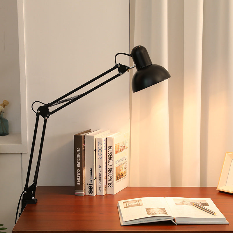 Desk lamp with adjustable arm and table clamp