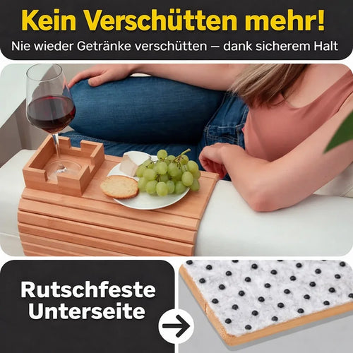 Bambus Armlehnen Tablett — Umweltfreundlicher Becher- und Snackhalter für das Sofa -   Mivoza Deutschland