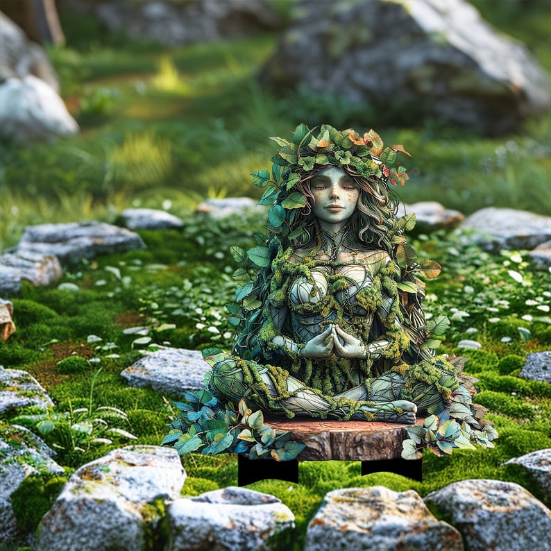 Garden Stake Forest Spirit with Natural Motif made of Acrylic