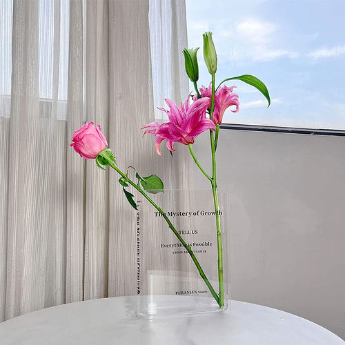 Buchförmige Acryl-Vase – Transparentes Design