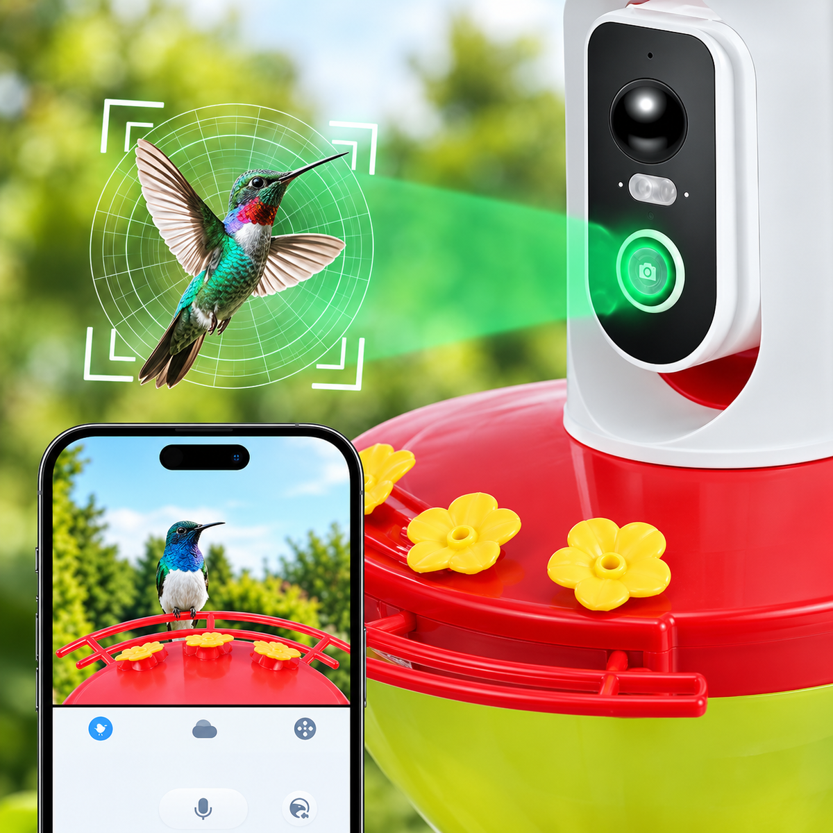 Kolibri-Futterspender mit 1080P Kamera und Wi-Fi
