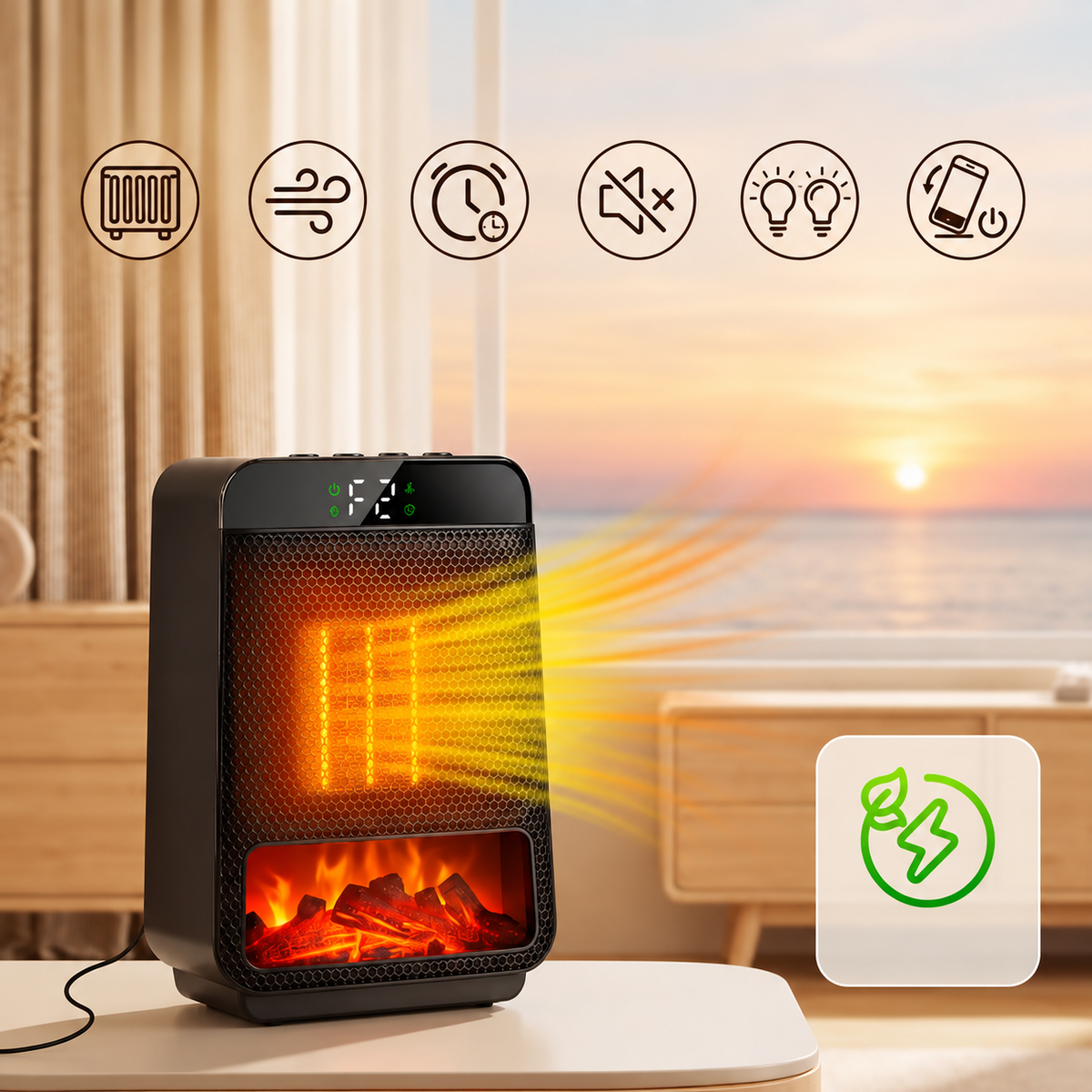 Elektroheizung mit Flammeneffekt und Ventilator