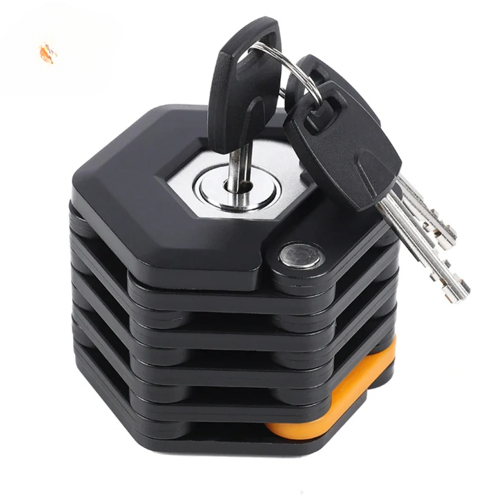 Foldable Bike Lock – Compact Security with Drill-Resistant Cylinder