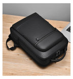 Leather backpack with USB charging port for 15.6-inch laptop