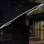 Stormproof umbrella with LED lighting and automatic mechanism