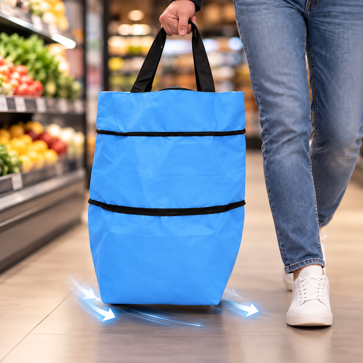 Einkaufstrolley faltbar mit Rollen – erweiterbar bis 5 kg