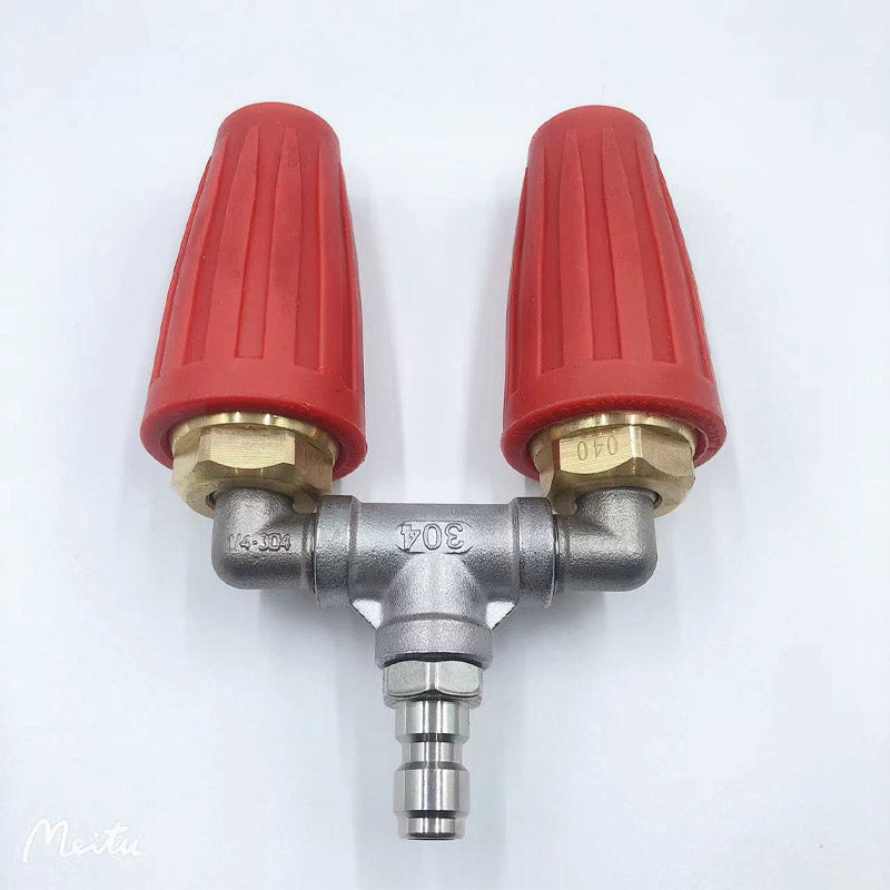 High-pressure nozzle with double turbo for intensive cleaning