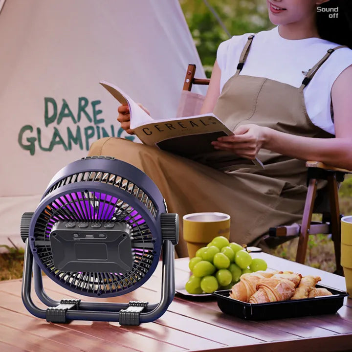 Campingventilator mit Akku und LED-Licht