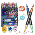 Glitter Felt Tip Pens Double-Ended – 2 Tips per Pen