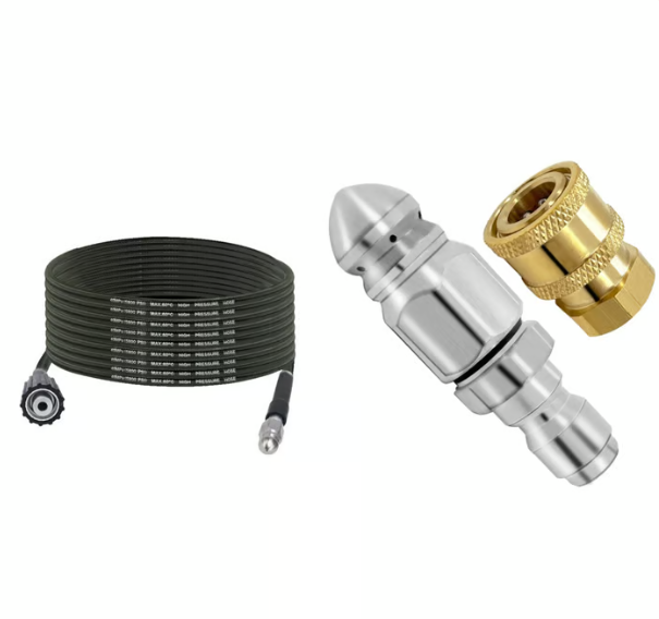 High-pressure pipe cleaning hose with nozzle