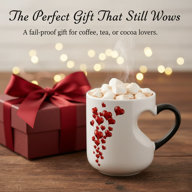Thermoactive Ceramic Mug Heart Design – Color Change with Heat