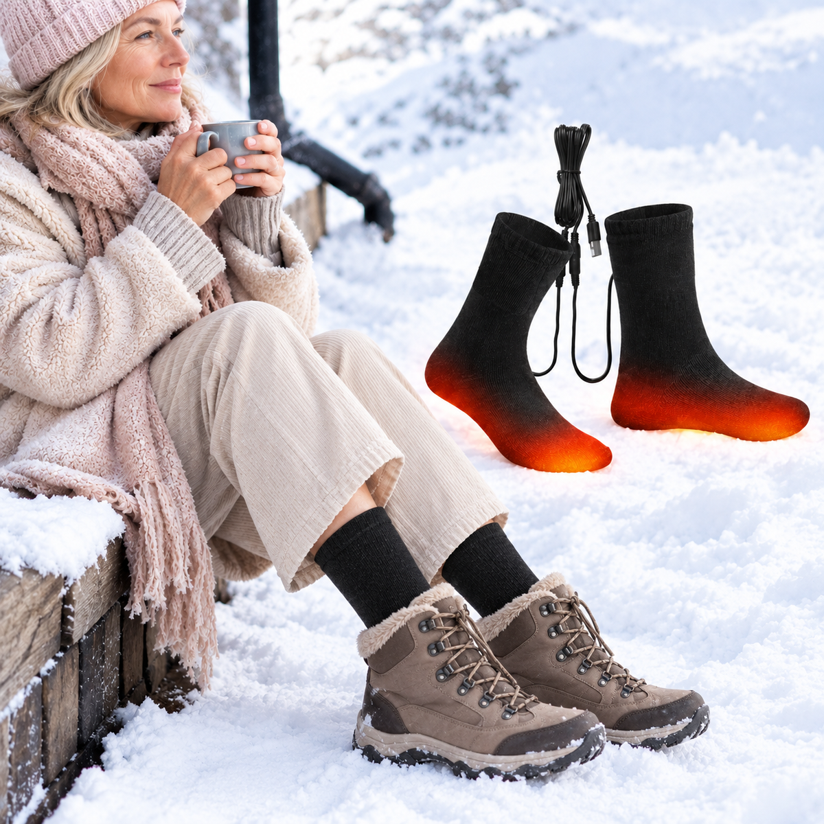 Beheizbare Socken USB mit Schnellaufheizung