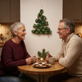 Wall-mounted Christmas tree with LED string lights – DIY fir garland, warm white, battery-operated