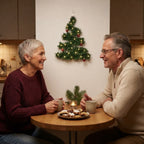 Wall-mounted Christmas tree with LED string lights – DIY fir garland, warm white, battery-operated