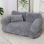 Plush Pet Sofa with Raised Edge and Cushion – 4 Colors