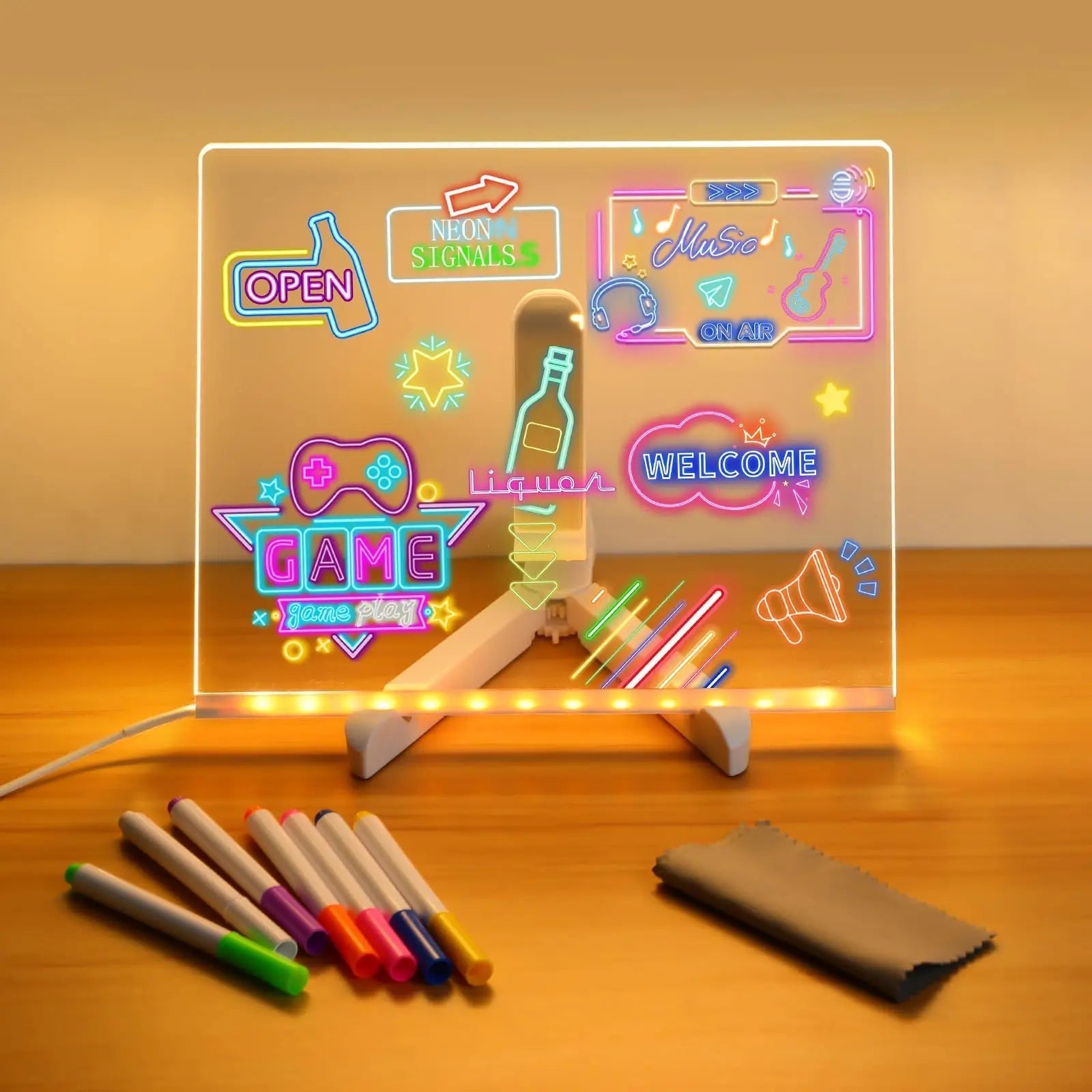 LED-Zeichentablet mit Neon-Effekt – USB-betrieben, wiederverwendbar