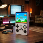 Retro handheld game console with 2 analog sticks, 640×480, in 5 colors