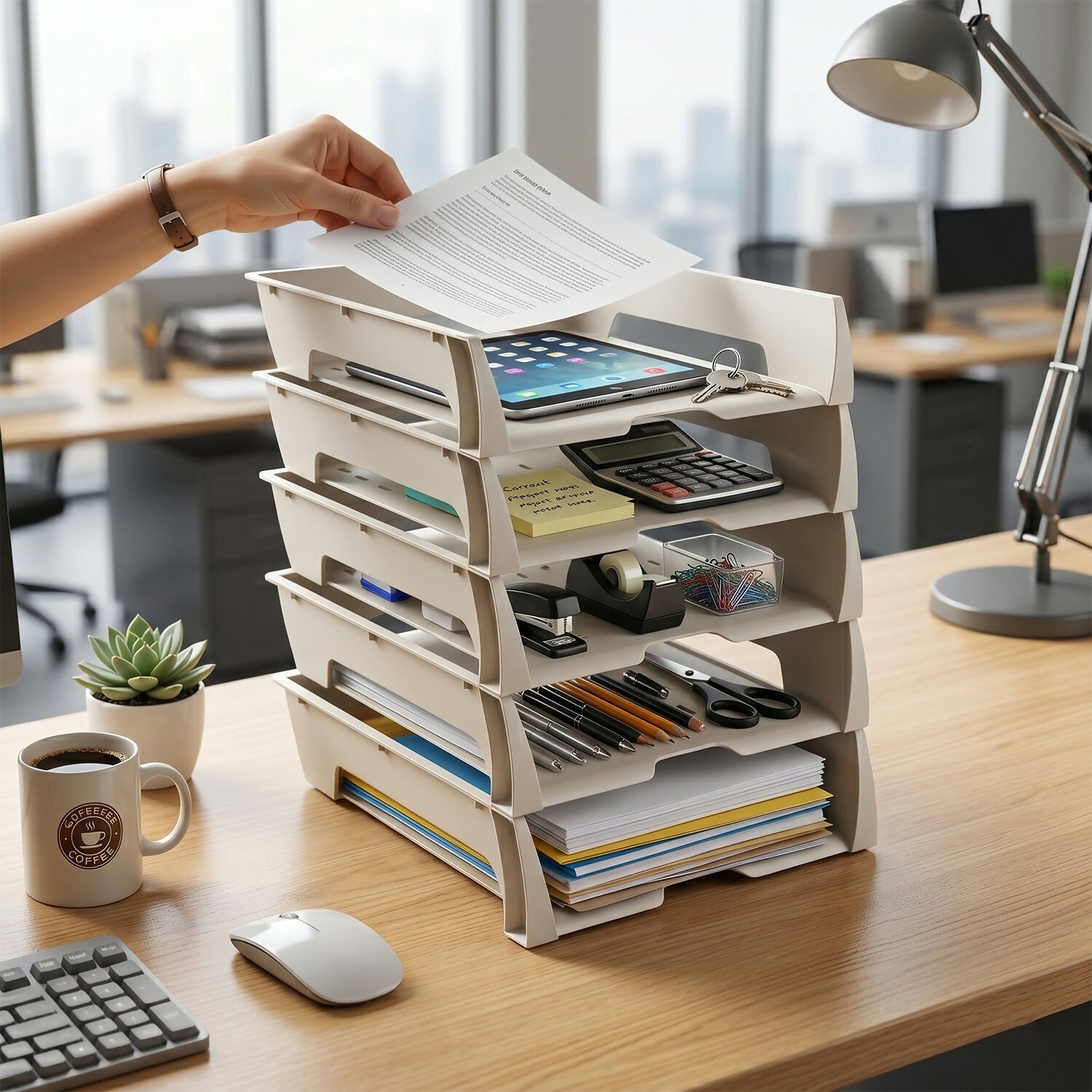 Dokumentenablage 6 Ebenen stapelbar für Büro und Schreibtisch