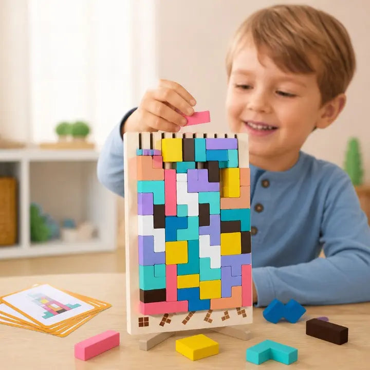 Stapelblöcke Holz bunt für Kinder