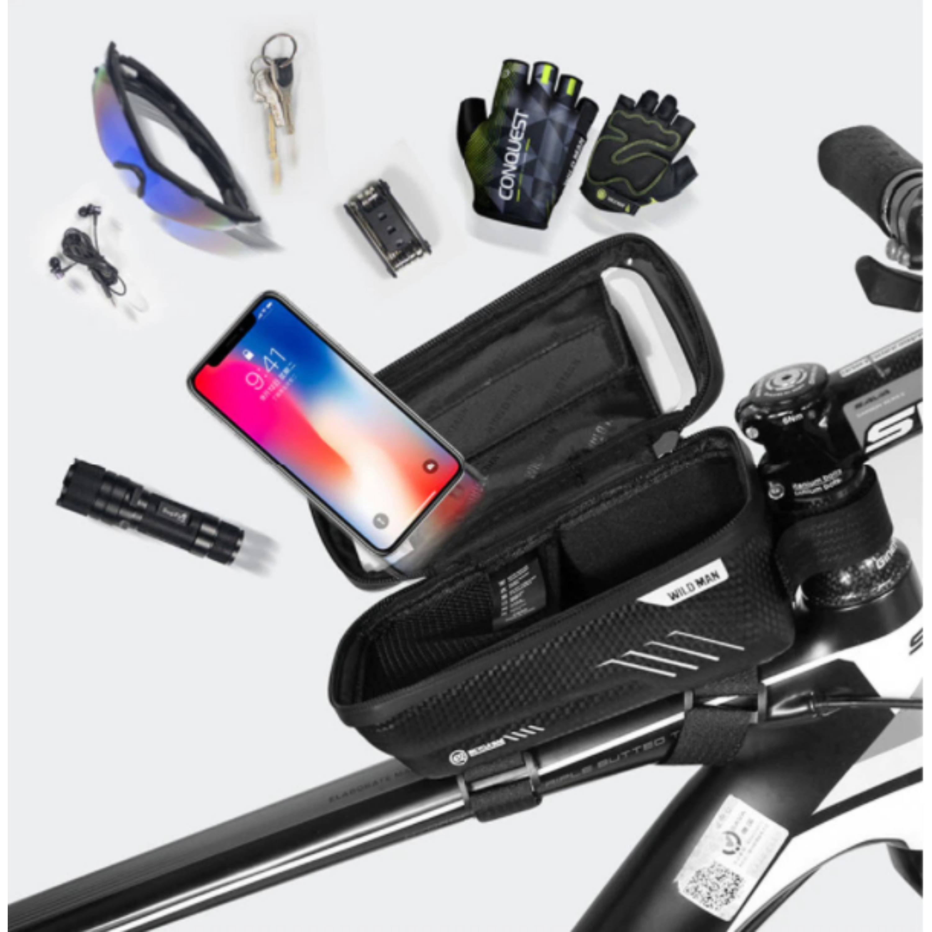 Bicycle Frame Bag with Touchscreen Window