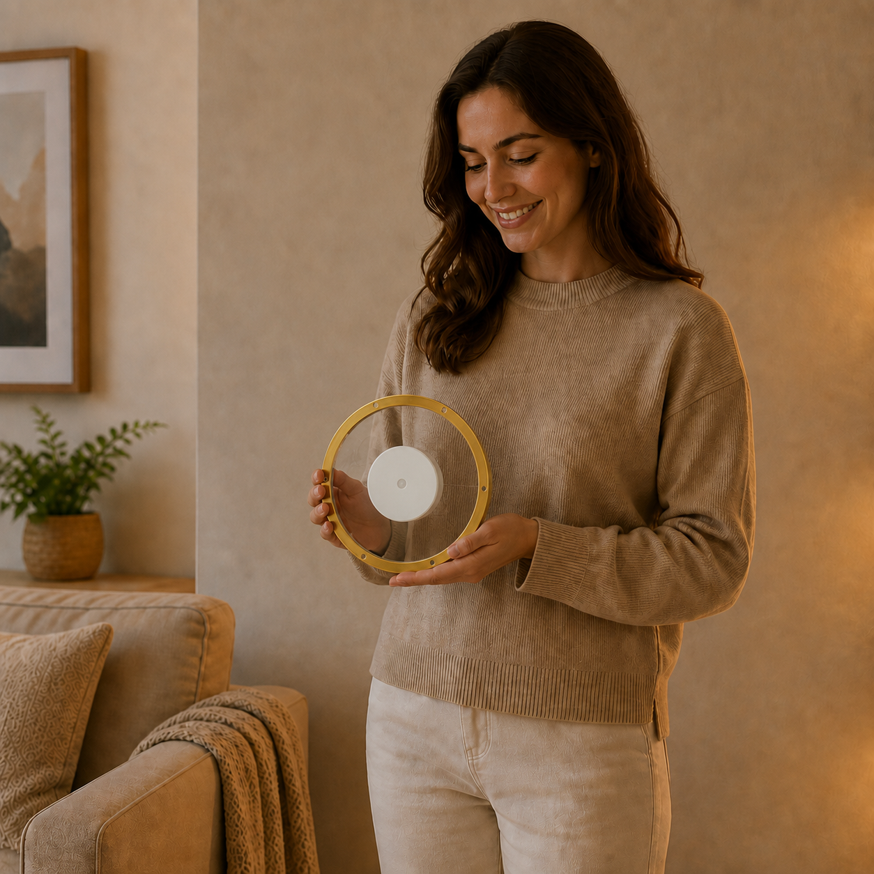 LED-Wandregal schwebend mit Goldfinish