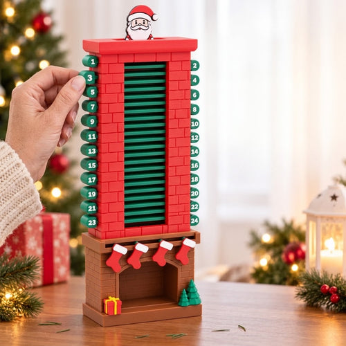 Advent calendar Santa Claus in the fireplace, 24-day countdown decoration