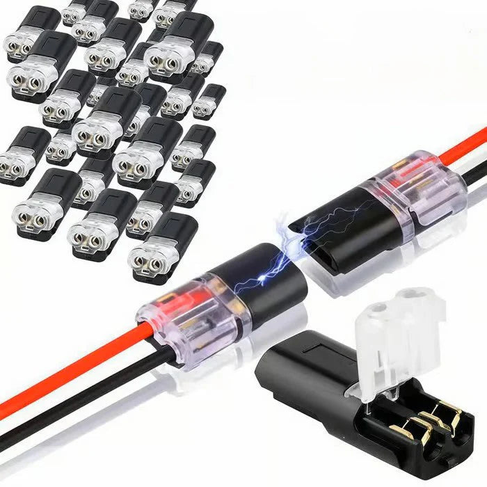 2-Pole Quick Connectors for Cables – No Stripping Needed – 50-Piece Set