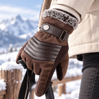 Winterhandschuhe Touchscreen mit Fellbesatz