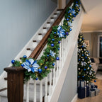 Christmas garland 2.7 m with fir branches, poinsettias & baubles