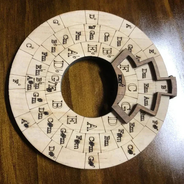 Chord Wheel Wood for Music Theory and Melodies