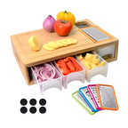 Bamboo cutting board with 4 graters and storage boxes cm