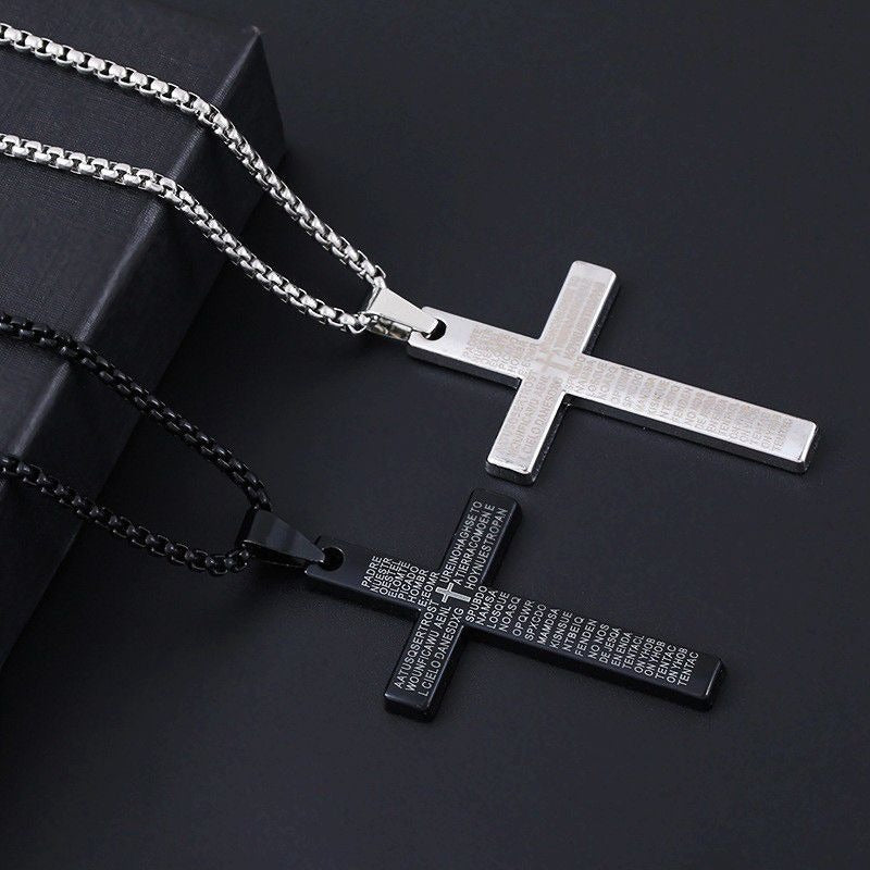 Kreuz-Halskette mit graviertem Vaterunser