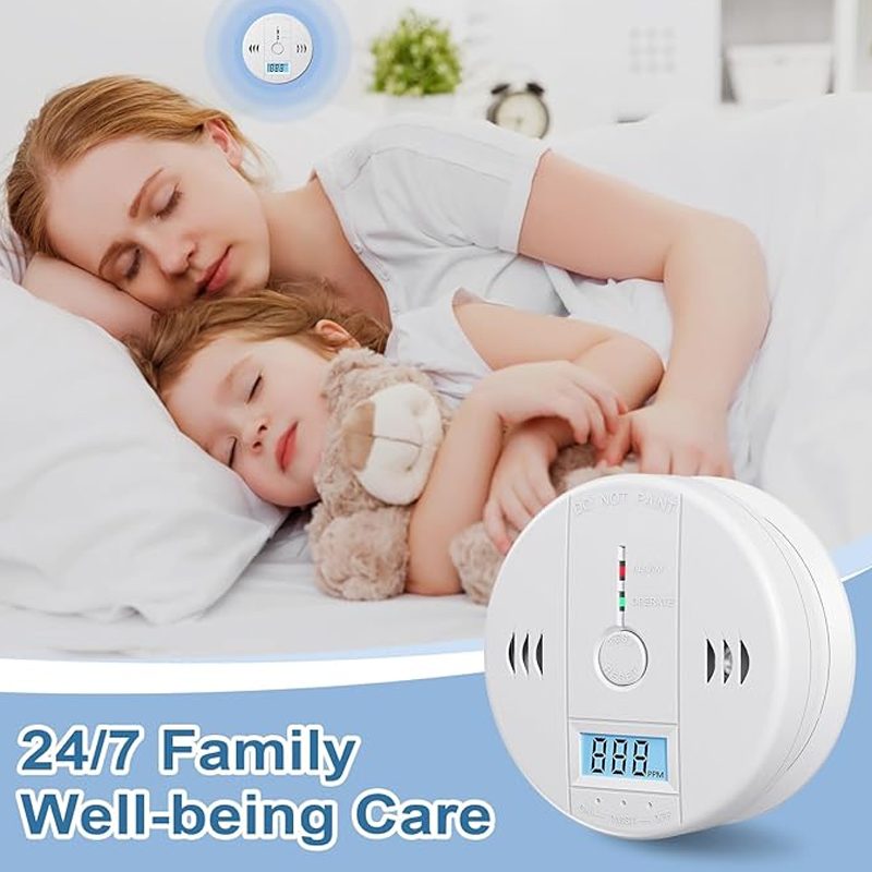 Carbon monoxide detector with LCD display and 85dB alarm