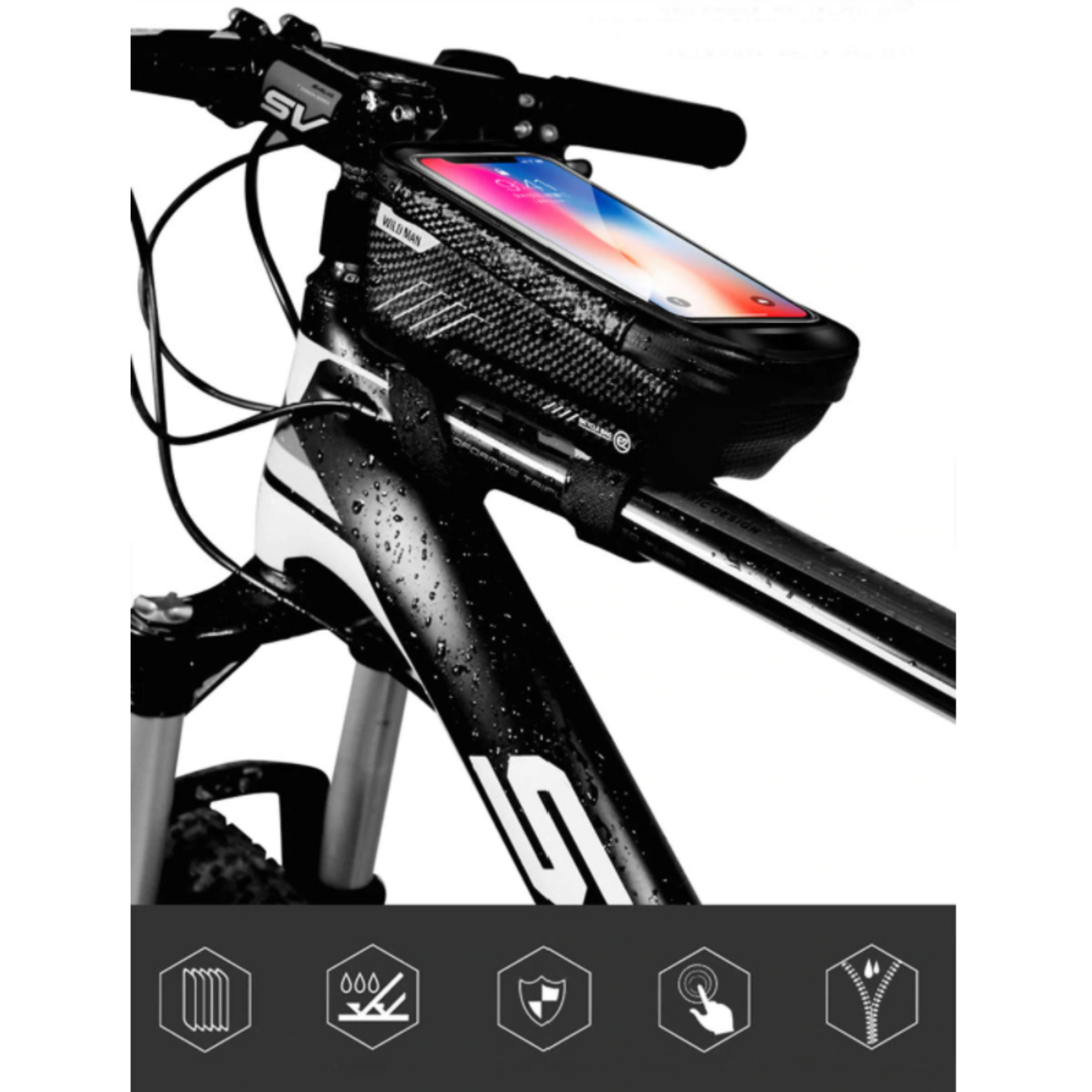 Bicycle Frame Bag with Touchscreen Window