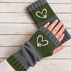 Strickhandschuhe fingerlos mit Herzmotiv