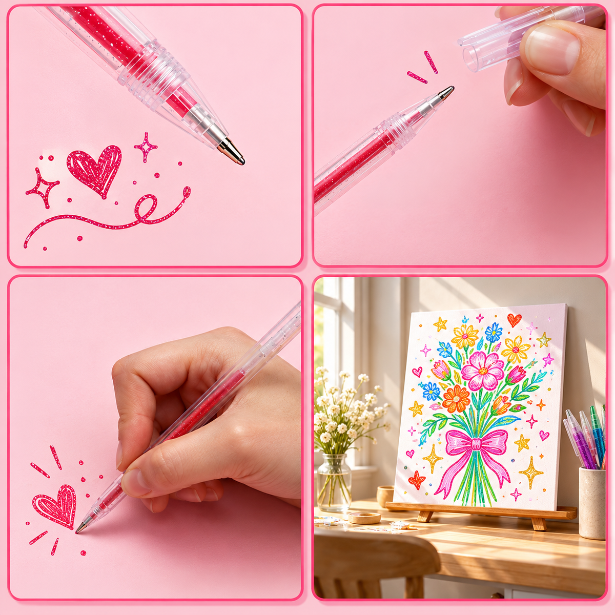 Glitter gel pen set with 1.0-mm ballpoint tip - 8 to 48 colors