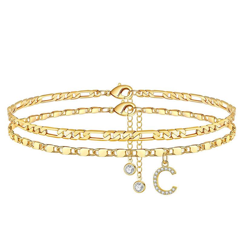 Fußkette Layered-Design mit Strass-Steinen