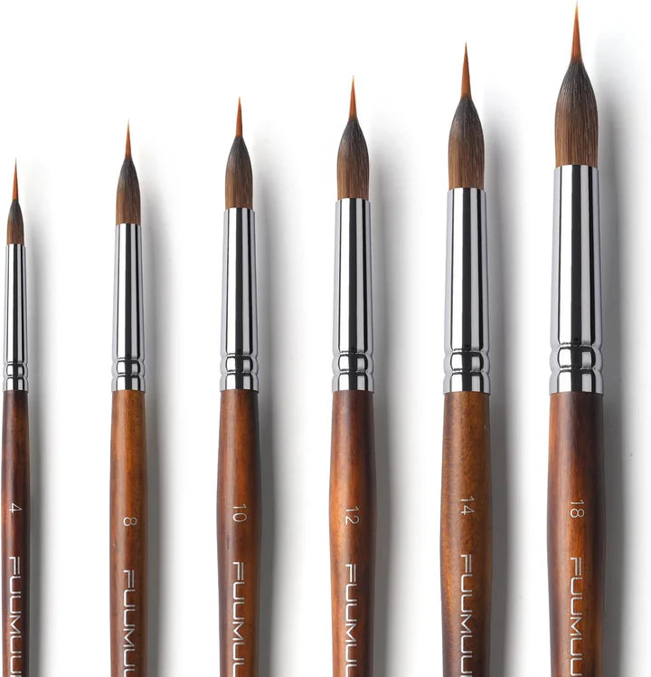 Detail Brush Set with Wooden Handle for Fine Work
