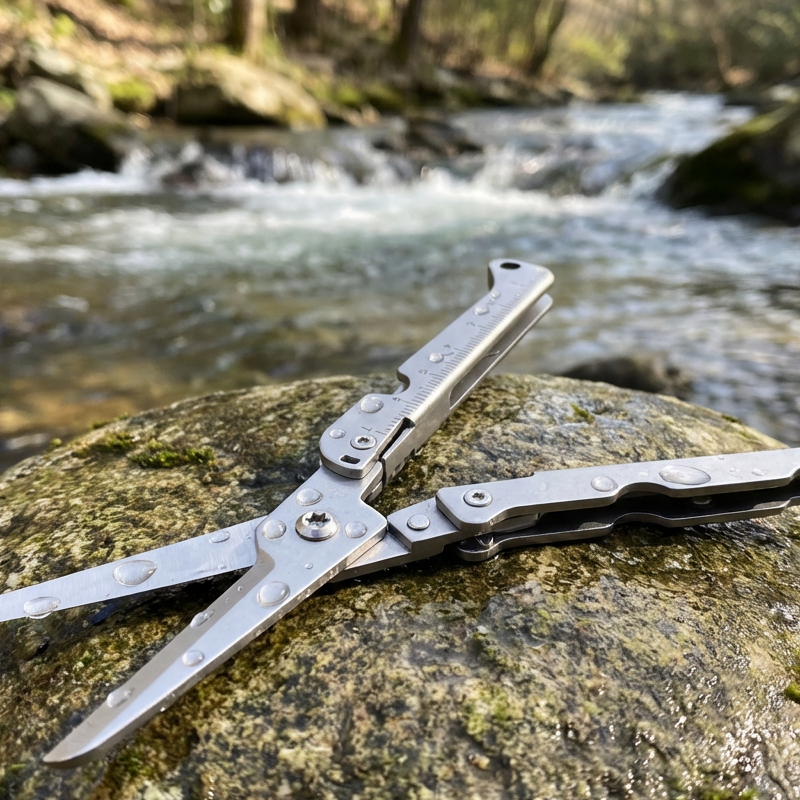 Compact Foldable Stainless Steel Scissors with Multitool Function