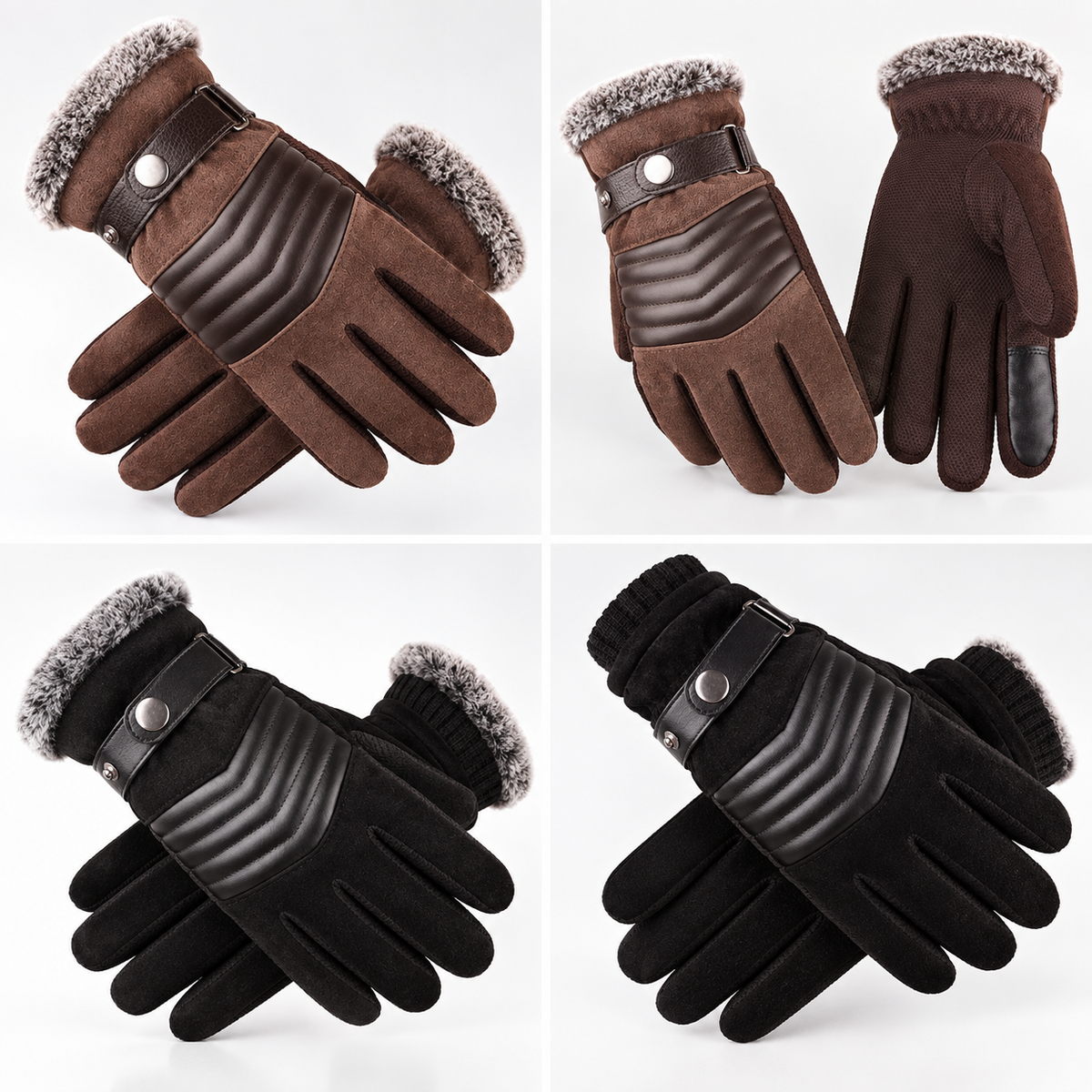 Winterhandschuhe Touchscreen mit Fellbesatz