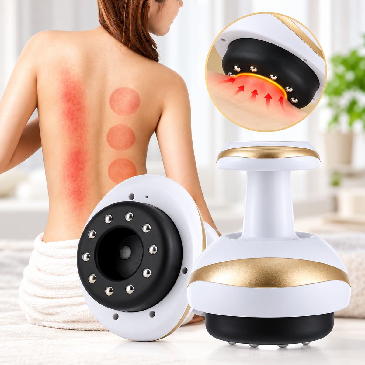 Massagegerät gegen Cellulite mit Wärmefunktion und Vakuum-Saugnapf