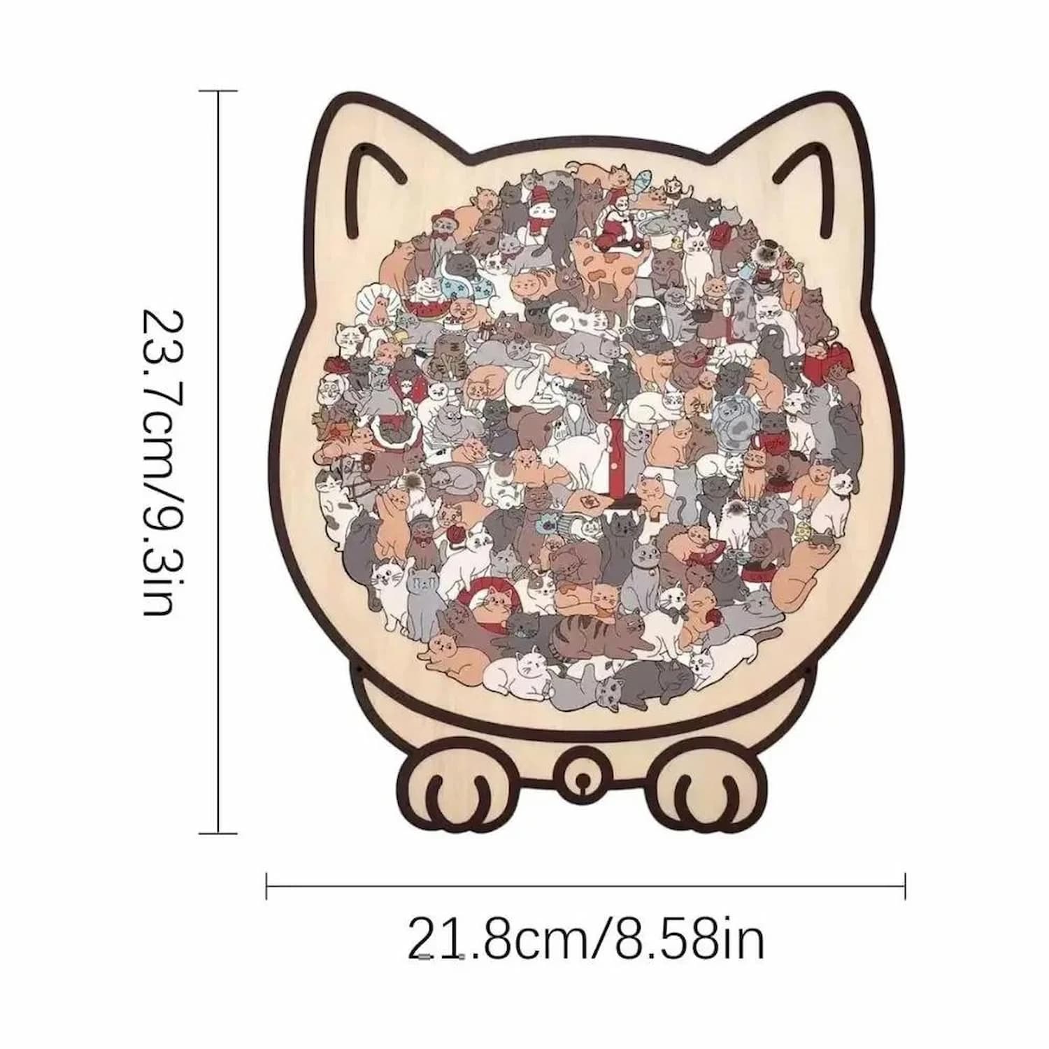 Wooden Cat Puzzle – 135 Pieces, Cat-Shaped Board