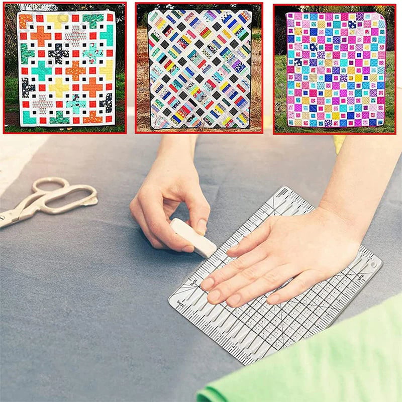 Quilt cutting aid with non-slip grip surface cm