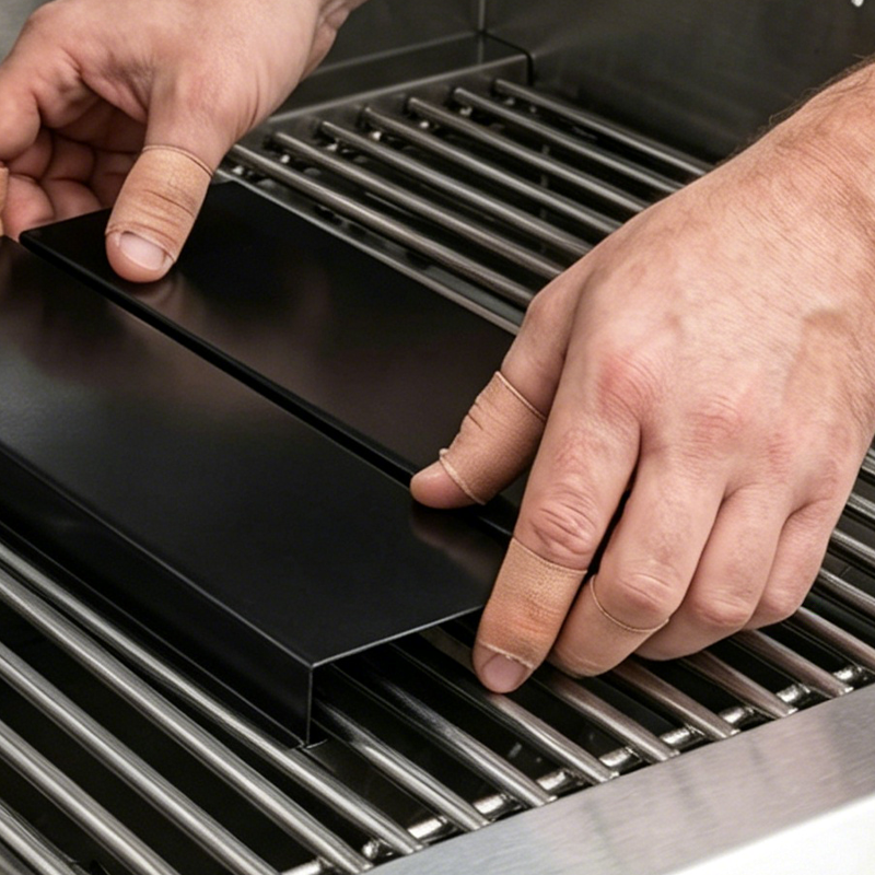 Grillplatte verstellbar 30-53 cm Edelstahl schwarz porzellan