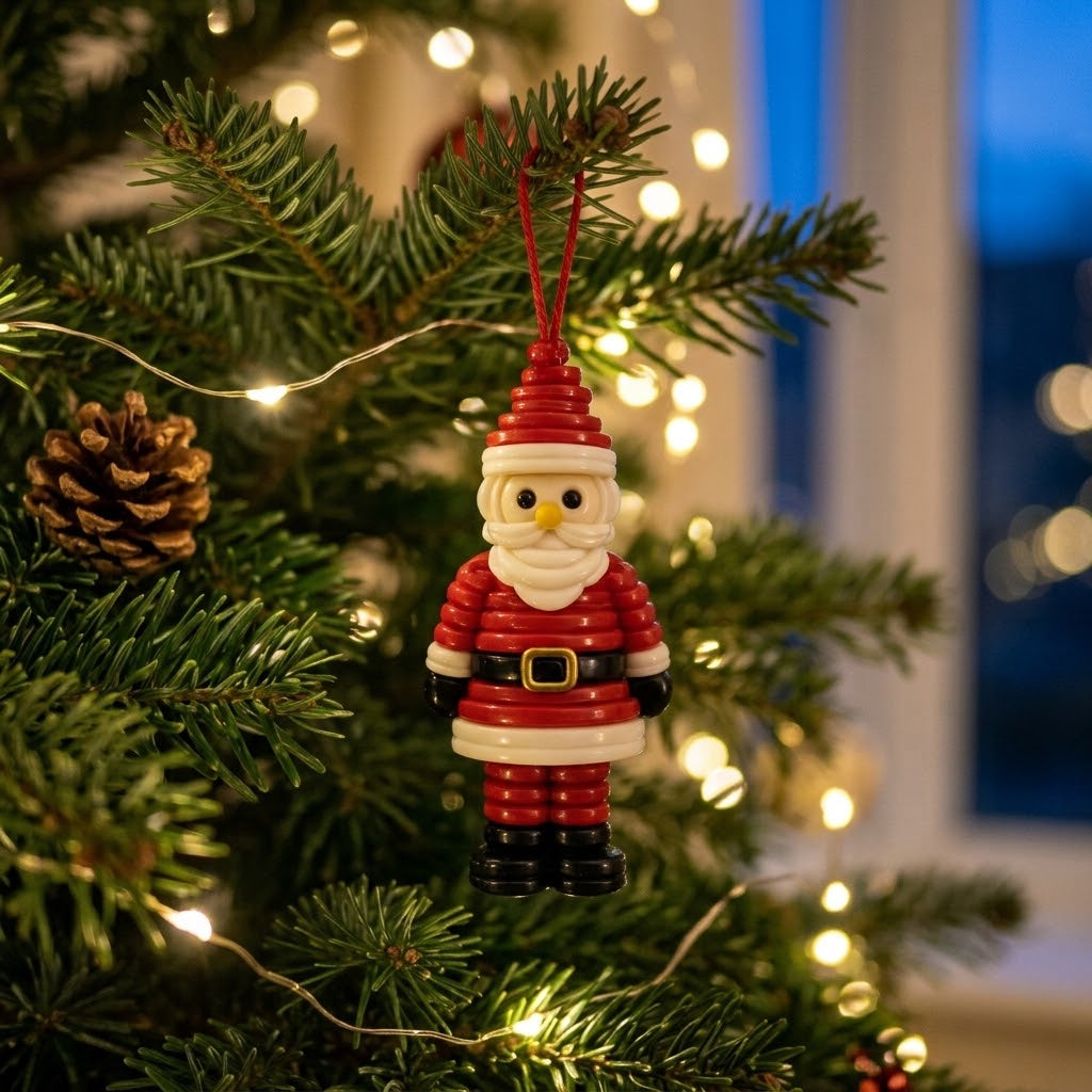 DIY Christmas ornaments made from buttons, craft kit with thread and accessories