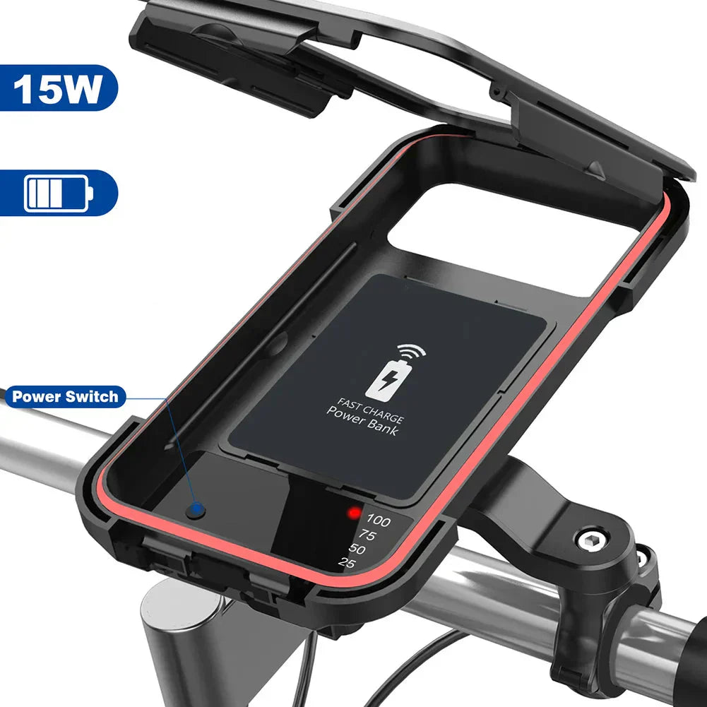 Smartphone-Halterung Fahrrad wasserdicht mit kabellosem Laden
